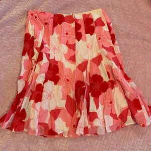 Talbots Red and Pink Floral Skirt